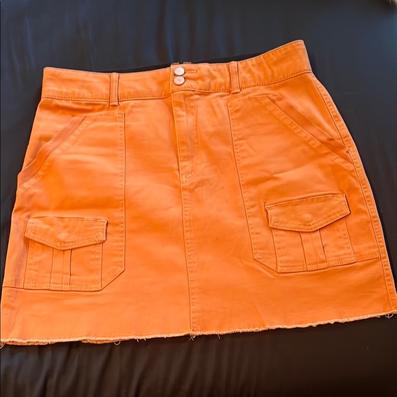 Democracy Orange Cargo Mini Skirt Casual Resort Wear - Picture 1 of 3